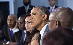 US President Barack Obama takes part in a Civil Society Roundtable discussion at the US embassy in Havana on March 22, 2016. President Barack Obama said that Cubans should be free to speak without fear, should not be detained for their thoughts and should embrace democracy, in a speech televised across the Communist-run island Tuesday.   AFP PHOTO/ Nicholas KAMM / AFP / NICHOLAS KAMM        (Photo credit should read NICHOLAS KAMM/AFP/Getty Images)